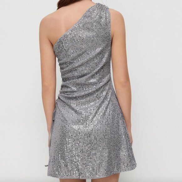 Silver Sequin One Shoulder CIDER Dress - Picture 2 of 2